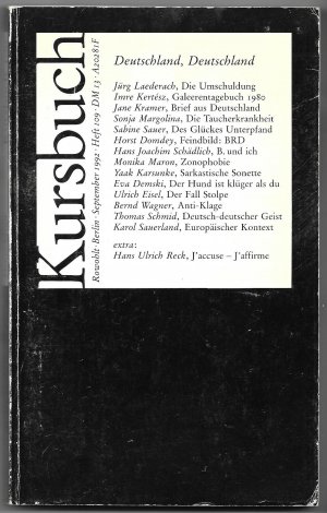 gebrauchtes Buch – Michel, Karl Markus – Deutschland, Deutschland - Kursbuch 109, September 1992