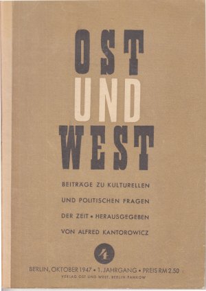 antiquarisches Buch – Alfred Kantorowicz – Ost und West. Jahrgang 1 (1947), Heft 4