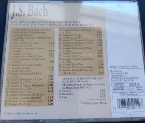 gebrauchter Tonträger – J. S. Bach – Goldberg Variations For Harpsichord und Chromatic Fantasy And Fugue For Harpsichord