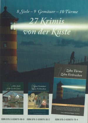 gebrauchtes Buch – Klaus-Peter Wolf – Postkarte: 27 Krimis von der Küste - 8 Siele, 9 Gemäuer, 10 Türme (ungelaufen)