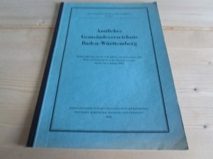 antiquarisches Buch – Landesamt Baden-Württemberg – Amtliches Gemeindeverzeichnis Baden-Württemberg 1952 - Statistik von Baden-Württemberg Band 2