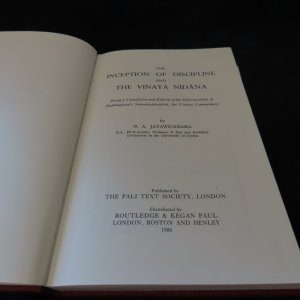 The Inception of Discipline an The Vinaya Nidana , by N. A. Jayawickrama, 1986