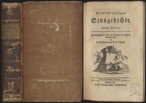 Sinngedichte., Zwölf Bücher. Mit Anmerkungen über die Sprache des Dichters herausgegeben. [Erstausgabe].