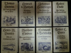 Sammlung / Konvolut alter abenteuerlicher Reiseberichte / historischer Reisebeschreibungen. Lizenz Edition Erdmann. 14 Bände: 1) Matthew Flinders: Die […]