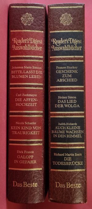 gebrauchtes Buch – diverse Autoren = 8 professionell gekürzte Romane der Extraklasse – Reader's Digest Auswahlbücher = 2 Bände aus dem Jahre 1984 (siehe Fotos der Inhaltsverzeichnisse)