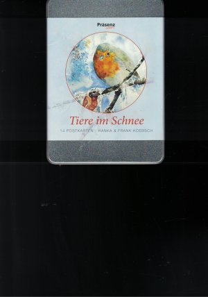 gebrauchtes Buch – Hanka & Frank Koebsch – Tiere im Schnee 14 Postkarten in einer Metallbox