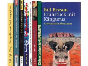 Sammlung „Taschenbücher“. 8 Titel. 1.) Bill Bryson: Frühstück mit Kängurus, Australische Abenteuer 2.) Hans Gruhl: Liebe auf krummen Beinen, Ehe auf krummen […]