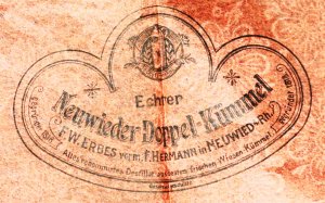 "F. W. ERBES Neuwied - Aelteste Destillerie & Likörfabrik Doppel-Kümmel" Einpackpapier ~ 1921