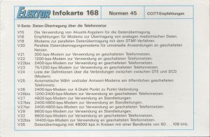 gebrauchtes Buch – ELEKTOR - Infokarte 168 - Normen 45 - CCITT-Empfehlungen