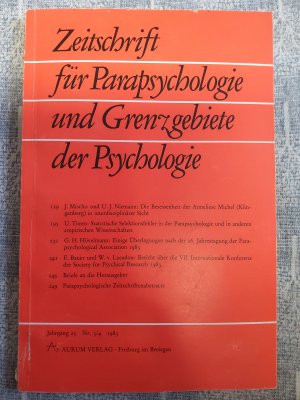 gebrauchtes Buch – Bauer, Eberhard, Hans Bender – Zeitschrift fuer Parapsychologie und Grenzgebiete. 25 , 1/2 (1983).