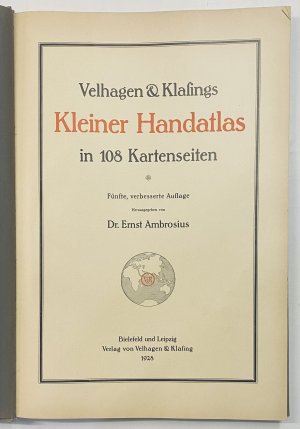 antiquarisches Buch – Dr. Ernst Ambrosius – Velhagen & Klasings KLEINER HANDATLAS in 108 Kartenseiten (30x45 cm)