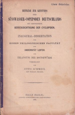 Beiträge zur Kenntnis der Süsswasser-Copepoden Deutschlands mit