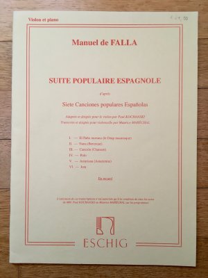 gebrauchtes Buch – Manuel de Falla - Suite populaire espagnole – Suite populaire espagnole - de Falla