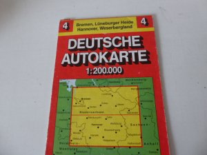 Deutsche Autokarte 4: Bremen, Lüneburg, Heide, Hannover, Weserbergland.  Faltkarte