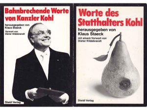 Büchersammlung "Helmut Kohl. Politsatire". 5 Titel. 1.) Bahnbrechende Worte von Kanzler Kohl, hrsg. von Klaus Staeck, Vorwort von Dieter Hildebrandt 2 […]