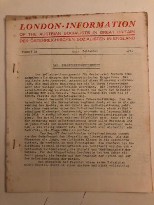 London-Information of the Austrian Socialists in Great Britain / London-Information der österreichischen Sozialisten in England.