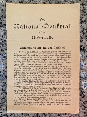 antiquarisches Buch – Johannes Trapp – Das National-Denkmal auf dem Niederwald - Erklärung zu dem National-Denkmal - Architektonischer Aufbau - Erzgüsse - Maßverhältnisse - Gewichte v. einzelnen Güssen - Gesamtkosten des Denkmals)