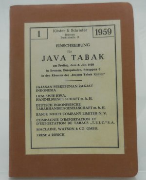 Einschreibung für Java Tabak am Freitag, dem 3. Juli 1919