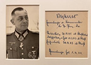 7.Panzer Divison Original Autograph Kommandeur und Brillantenträger Dr. Karl Mauss 1944