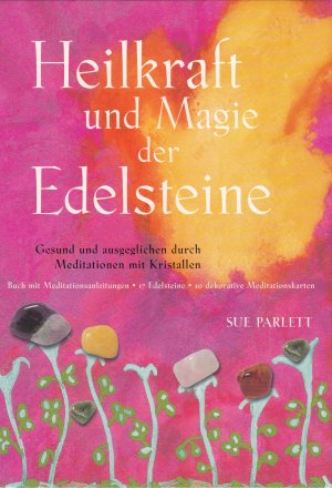 gebrauchtes Buch – Sue Parlett – Heilkraft und Magie der Edelsteine, Gesund und ausgeglichen durch Meditation mit Kristallen, inkl. 16 (von 17) Edelsteine und 10 Mediationskarten