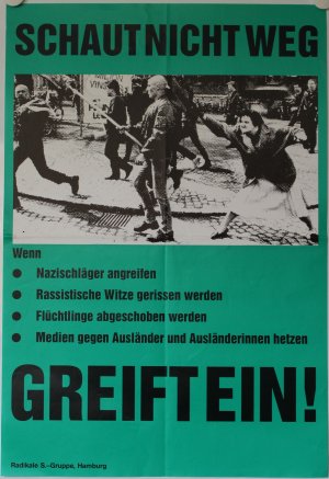 Radikale S-Gruppe: Schaut nicht weg. Wenn - Nazischläger angreifen - rassistische Witze gerissen werden - Flüchtlinge abgeschoben werden - Meden gegen […]