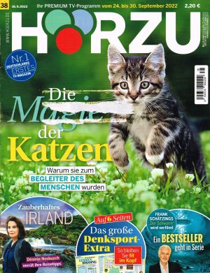 Hörzu Nr. 38 vom 16.9.2022 / TV-Programm vom 24. bis 30. September 2022 - Topthema: Die Magie der Katzen