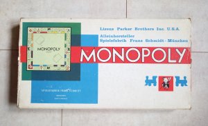 gebrauchtes Spiel – Monopoly - alte DM Version mit Holzhäusern und Holzfiguren