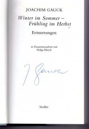 gebrauchtes Buch – Joachim Gauck – Winter im Sommer – Frühling im Herbst - Erinnerungen