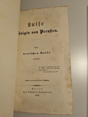 antiquarisches Buch – Luise Königin von Preußen – Luise Königin von Preußen : Dem deutschen Volke gewidmet