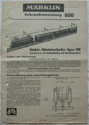 MÄRKLIN 00 Gebrauchsanweisung 800 1950