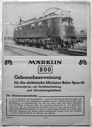 gebrauchtes Buch – MÄRKLIN 800 Gebrauchsanleitung Modellbahn Spur 00 Historische Literatur 1938