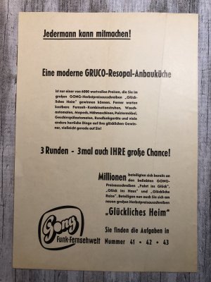 antiquarisches Buch – Gong – Gong Preisausschreiben Werbung Reklame Blatt Werbeblatt