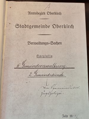 antiquarisches Buch – Amtsbezirk Oberkirch - Stadtgemeinde Oberkirch – Polizei der Stadt Oberkirch 1911-1945 - Verwaltungssachen - Spezialia - NACHDRUCK Einband