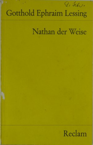 gebrauchtes Buch – Gotthold Ephraim Lessing – Nathan der Weise. Ein dramatisches Gedicht in fünf Aufzügen - Textausgabe mit Anmerkungen/Worterklärungen