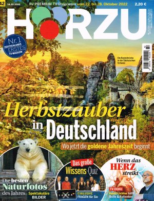 gebrauchtes Buch – Christian Hellmann  – Hörzu Nr. 42 vom 14.10.2022 / TV-Programm vom 22. bis 28. Oktober 2022 - Topthema: Herbstzauber in Deutschland