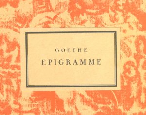 antiquarisches Buch – Johann Wolfgang von Goethe / Hans von Weber – "Epigramme"  ('Venetianische Epigramme')