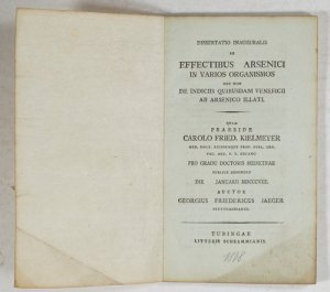 De effectibus arsenici in varios organismos, nec non de indiciis quibusdam veneficii ab arsenico illati. Dissertatio Inauguralis.