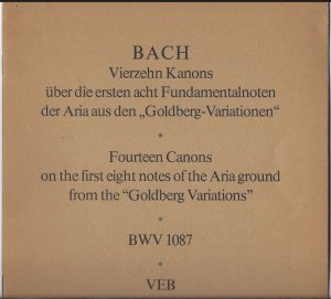 Vierzehn Kanons über die ersten acht Fundamentalnoten der Aria aus den "Goldberg-Variationen" BWV 1087. Vorabdruck aus "Neue Bach-Ausgabe" (= DVfM 8004 […]