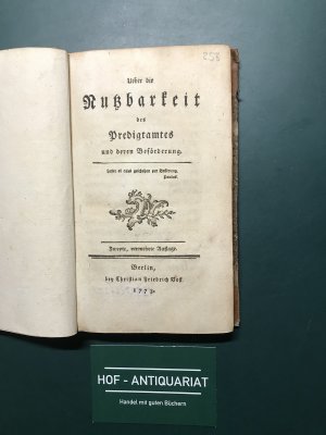 antiquarisches Buch – Johann Joachim Spalding – Ueber die Nutzbarkeit des Predigtamtes und deren Beförderung