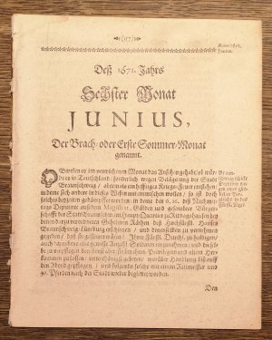 Philemeri Irenici Elisii Diarium Europaeum. Des 1671. Jahres. Sechster Monat Junius