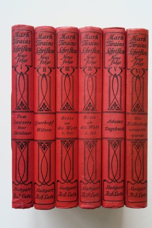 Twain, Mark (d.i. S. L. Clemens): Humoristische Schriften. Neue Folge. Autorisierte Übersetzung von H. Conrad u. M. Jacobi. Gemischte Auflage. 6 Bände […]