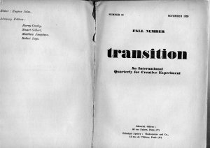 antiquarisches Buch – Transition N 18: From Instinct to New Composition, Word Lore Totality, Magic Synthetism