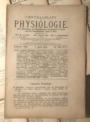 Konvolut 15 Exemplare: Centralblatt der Physiologie Band VIII Literatur 1894