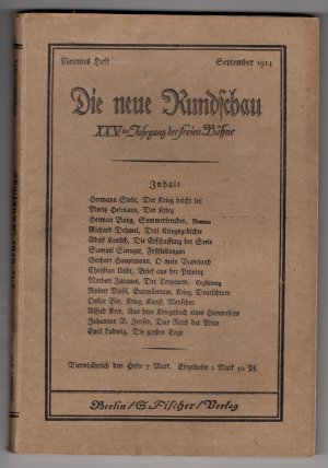 antiquarisches Buch – Alfred Döblin; Hermann Hesse; Thomas Mann; Julius Meier-Graefe; Robert Musil; u. v. m. – Die Neue Rundschau. XXV. Jahrgang der freien Bühne 1914. 11 Hefte