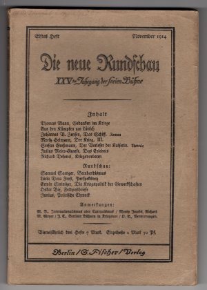 antiquarisches Buch – Alfred Döblin; Hermann Hesse; Thomas Mann; Julius Meier-Graefe; Robert Musil; u. v. m. – Die Neue Rundschau. XXV. Jahrgang der freien Bühne 1914. 11 Hefte