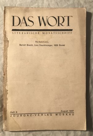 Das Wort. Literarische Monatsschrift. Heft 8, August 1937.