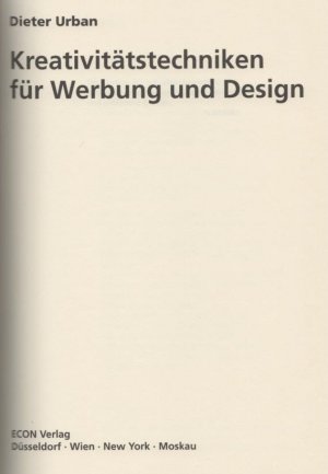 gebrauchtes Buch – Dieter Urban – Kreativitätstechniken für Werbung und Design