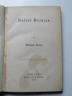 antiquarisches Buch – Wolfgang Menzel – Unsere Grenzen