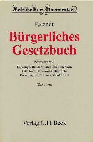 gebrauchtes Buch – Otto Palandt – Bürgerliches Gesetzbuch 62. Auflage