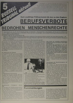 Konvolut zum dritten Russell-Tribunal ´Zur Situation der Menschenrechte in der Bundesrepublik´.